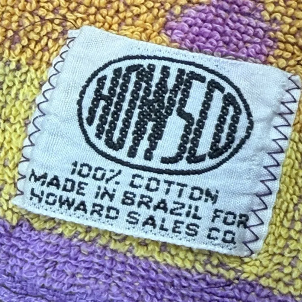 Oversized Square Beach Blanket Pool Towel Terry Cotton 1990s Sun Sunshine 52x68
